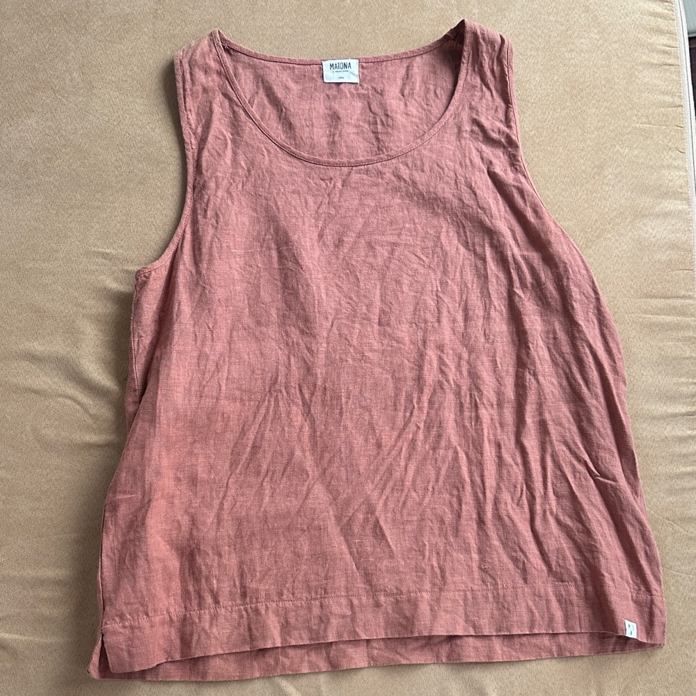 Matona terracotta sleeveless linen top